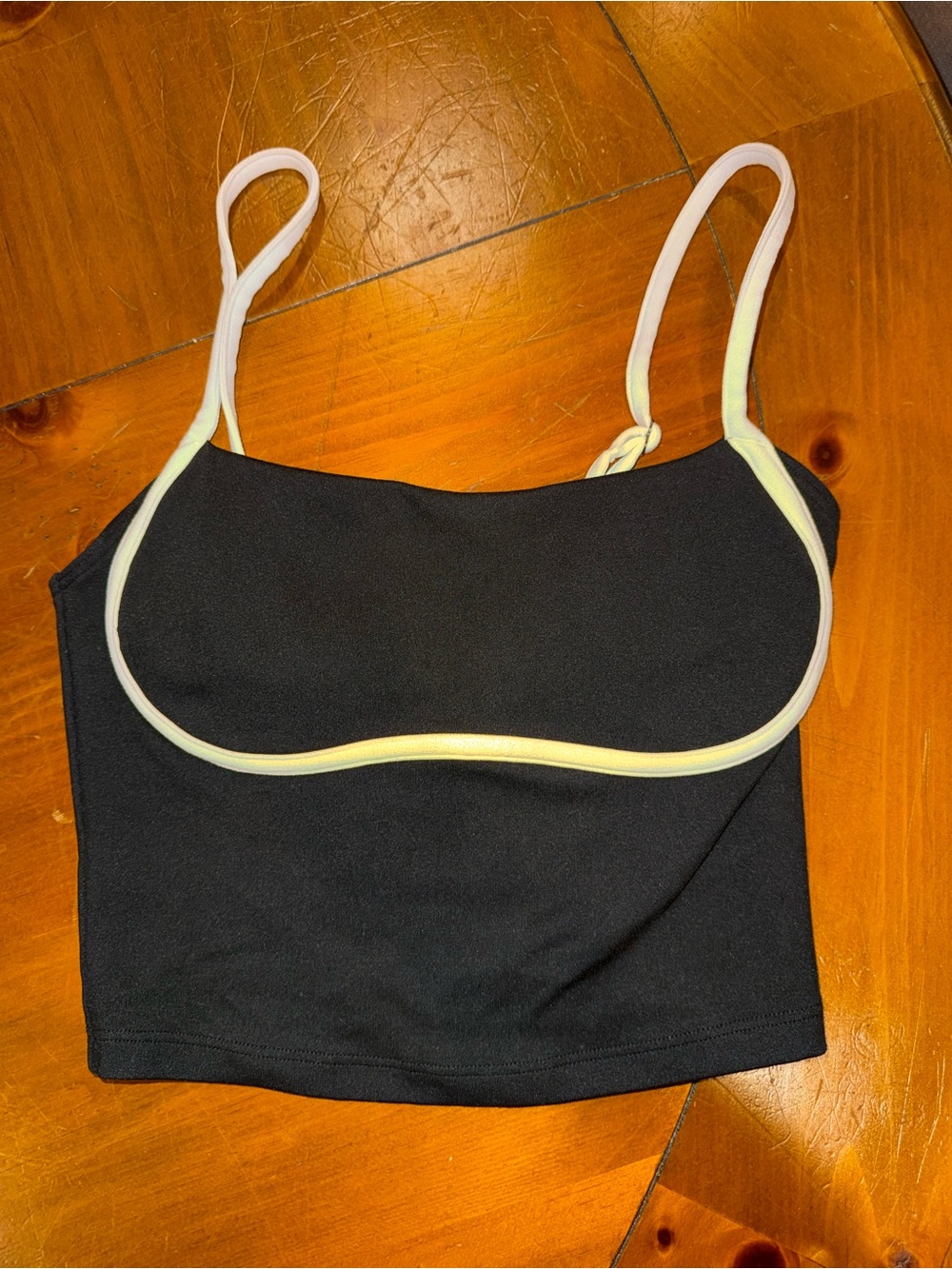 Gilly Hicks Recharge Crop Tank - Black Cropped Cami with White Piping - Picture 3 of 5